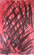 black on red oil pastel piece